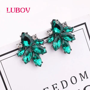 Crystal Stone Piercing Earrings Silver Metal Stud Earrings