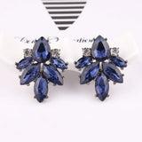 Crystal Stone Piercing Earrings Silver Metal Stud Earrings