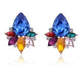 Crystal Stone Piercing Earrings Silver Metal Stud Earrings
