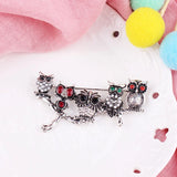 Crystal Eyes Owls Brooches Pins Vintage Costume Jewelry