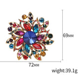 Big Crystal Metal Flower Brooch Round Pin Women Party Jewelry