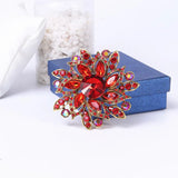 Big Crystal Metal Flower Brooch Round Pin Women Party Jewelry