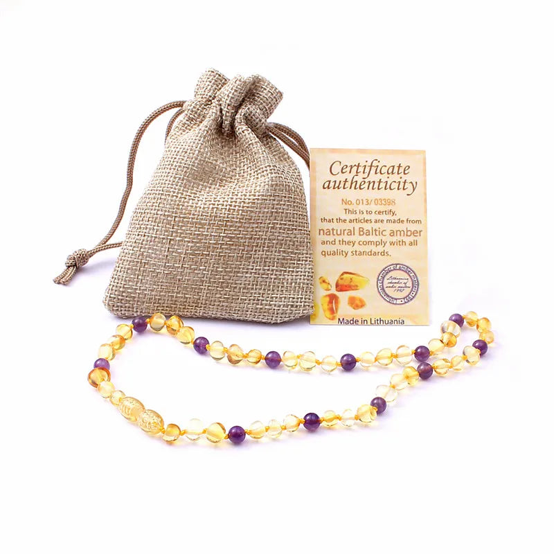 LUER 16 Colors Amber Teething Bracelet/Necklace Baby Adult Lab Tested