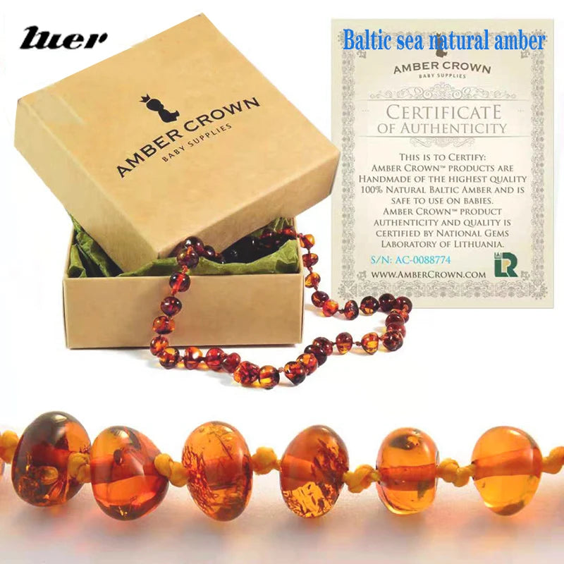 LUER 16 Colors Amber Teething Bracelet/Necklace Baby Adult Lab Tested