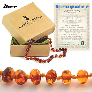 LUER 16 Colors Amber Teething Bracelet/Necklace Baby Adult Lab Tested