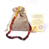 LUER 16 Colors Amber Teething Bracelet/Necklace for Baby/Raw Amber Drooling