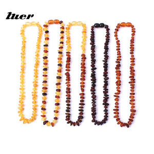 LUER 16 Colors Amber Teething Bracelet/Necklace for Baby/Raw Amber Drooling