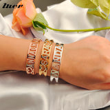 LUER Personalized Bracelet with CZ Zircon Cuff Bangles