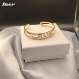 LUER Personalized Bracelet with CZ Zircon Cuff Bangles