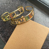 Colorful Zircon Bangles Personalized Letter Name Copper Bracelet Rhinestone