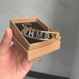 Colorful Zircon Bangles Personalized Letter Name Copper Bracelet Rhinestone