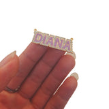 LUER Enamel Name Necklace/Rainbow Rhinestone Pendant Necklace