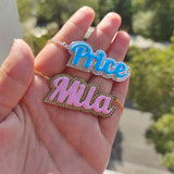 LUER Enamel Name Necklace with Zirconia Letters Pendant