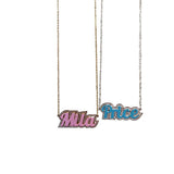 LUER Enamel Name Necklace with Zirconia Letters Pendant