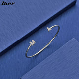 Personalised Stainless Steel Name Bangle with Zirconia Pave Initial