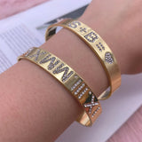 LUER 5A Zircon Cuff Bangle Personalized Rhinestone Jewelry