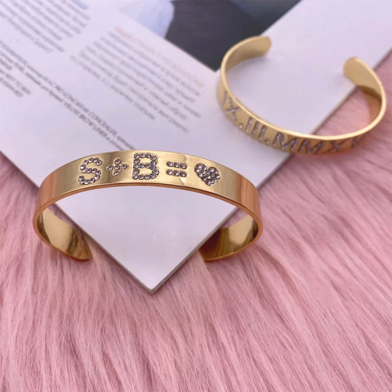 LUER 5A Zircon Cuff Bangle Personalized Rhinestone Jewelry