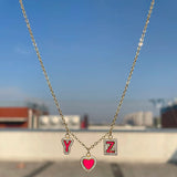 LUER Name Letter Necklaces/Stainless Steel Personalized Enamel Name Necklace
