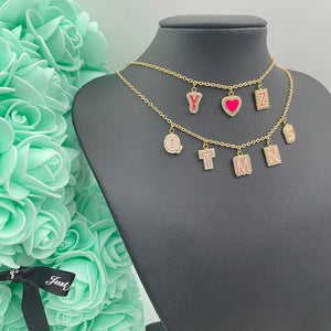LUER Name Letter Necklaces/Stainless Steel Personalized Enamel Name Necklace