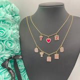 LUER Name Letter Necklaces/Stainless Steel Personalized Enamel Name Necklace