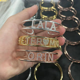 LUER Names Bracelet Personalized for Women Bangle Crystal Letters Family Jewelry