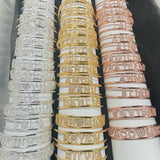 LUER Names Bracelet Personalized for Women Bangle Crystal Letters Family Jewelry