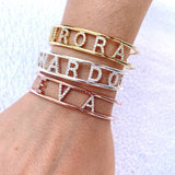 LUER Names Bracelet Personalized for Women Bangle Crystal Letters Family Jewelry