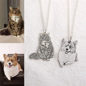 LUER Custom Pet Photo Engraved Name Dog Tag Necklace Pendant