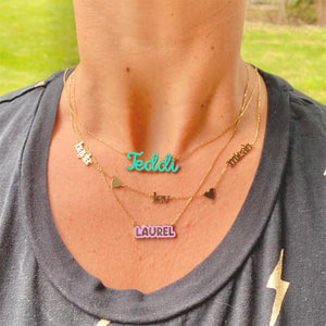 LUER Enamel Bubble Name Necklace Personalized Stainless Steel Nameplate Pendant