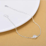 925 Sterling Silver Crystal Round Anklets for Women