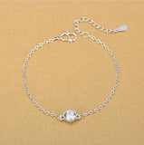 925 Sterling Silver Crystal Round Anklets for Women