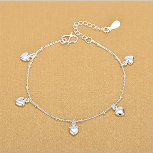 LUKENI 925 Silver Heart Charm Anklet