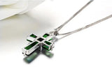 LUKENI 925 Silver Green Cross Pendant Necklace Girls