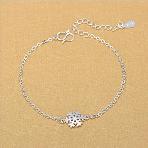 LUKENI Snowflake Female Anklets 925 Sterling Silver Bracelets For Women