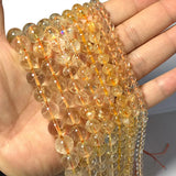 LUOMANXIARI Citrine Round Stone Beads 100% Natural for DIY Bracelet 6/8/10MM