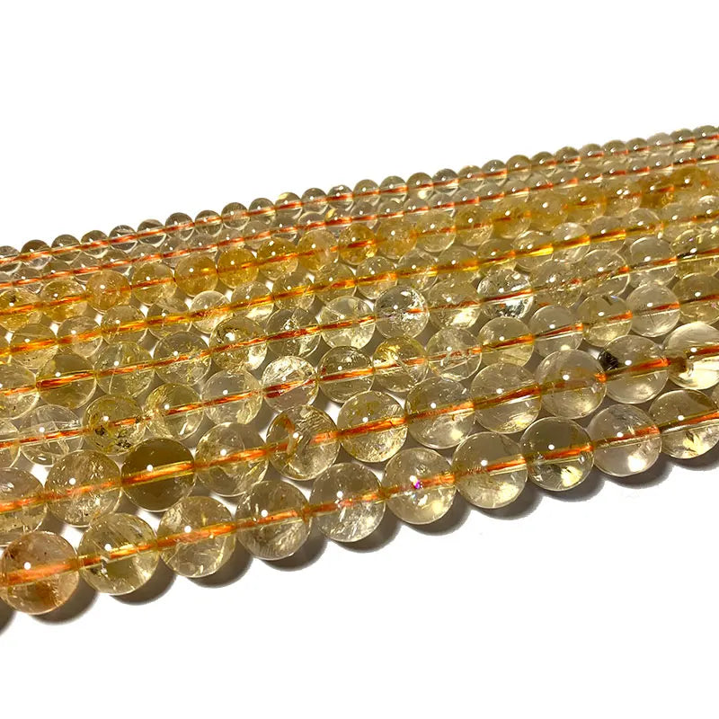 LUOMANXIARI Citrine Round Stone Beads 100% Natural for DIY Bracelet 6/8/10MM