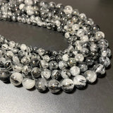 Quartz Tourmaline Stone Beads Natural Untreated DIY Bracelet 6/8/10MM