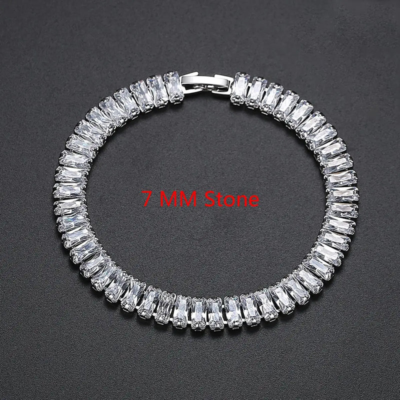 Square Tennis Bracelet For Women Clear CZ Stone Girl Cuban Accessories