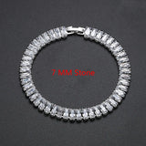 Square Tennis Bracelet For Women Clear CZ Stone Girl Cuban Accessories
