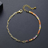 Multicolor CZ Tennis Bracelet for Women Couple Link Chain