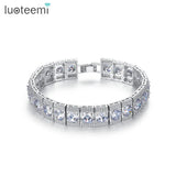 Gold Charm Bracelet with Clear Zirconia for Wedding Gift