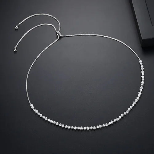 Adjustable Tennis Necklace for Women Wedding Party CZ Female Jewelry