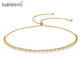 Adjustable Tennis Necklace for Women Wedding Party CZ Female Jewelry