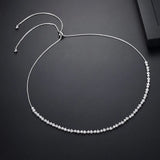 Adjustable Tennis Necklace for Women Wedding Party CZ Female Jewelry