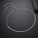 Adjustable Tennis Necklace for Women Wedding Party CZ Female Jewelry