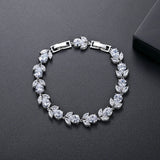 Adjustable Leaves CZ Bracelets for Women Wedding Bridal Accessories
