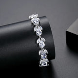 Adjustable Leaves CZ Bracelets for Women Wedding Bridal Accessories