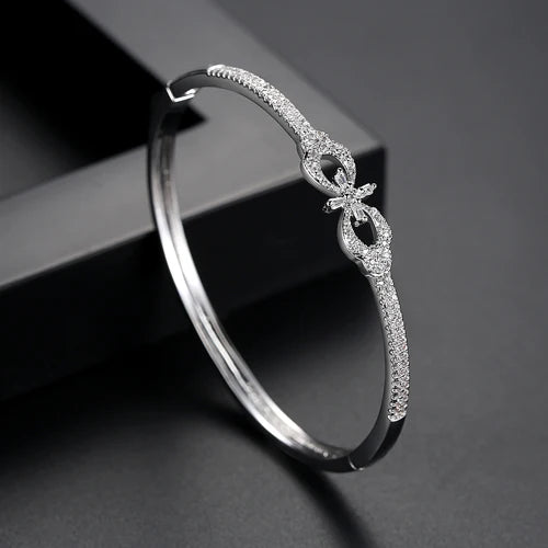 CZ Bow Copper Bangle | Lovers' Gift