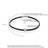 Gothic Leather Choker Necklace with Cubic Zircon Square Pendant