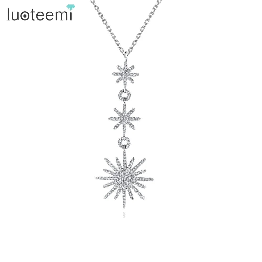 Delicate CZ Pendant Wedding Jewelry Elegant Party Accessory